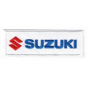 Suzuki Racing Motorsports White Logo 5in Patch Iron / Sew-On